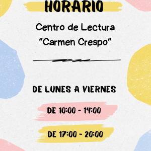 Aviso: nuevo horario del Centro de lectura Carmen Crespo